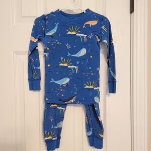 Hanna Andersson 90cm/3T Long John Pajamas, Whales and Narwhals